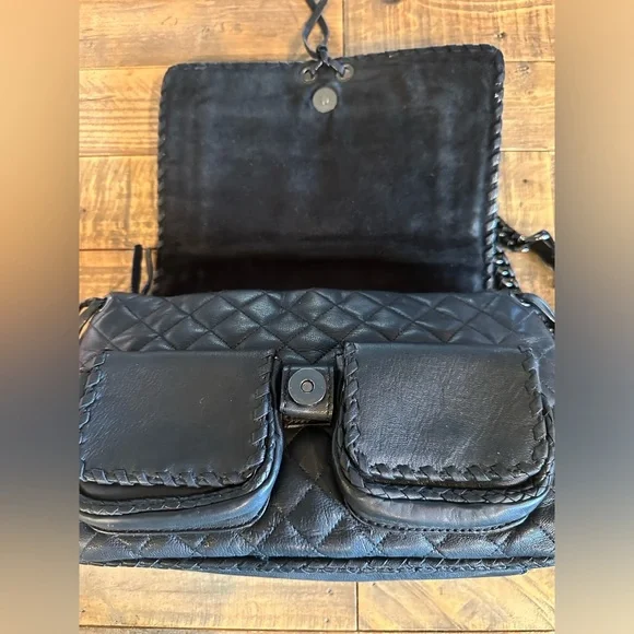 Zara Black Leather Quilted City Bag - Picture 6 of 8